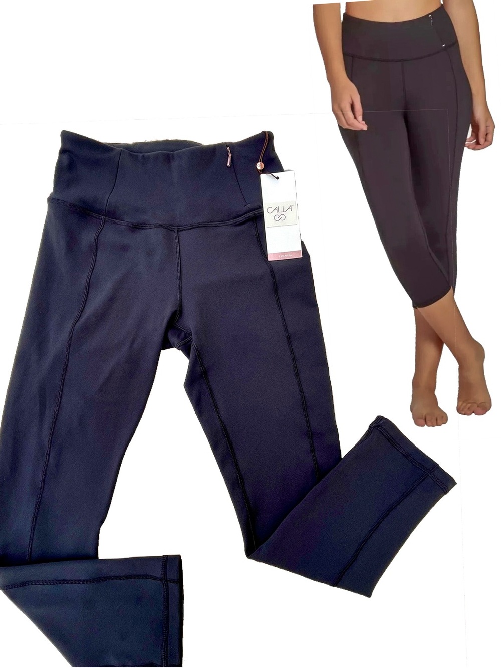 NEW‎ Calia Sz XS Essential High-Rise Capri Black Athletic Yoga Leggings Slimming